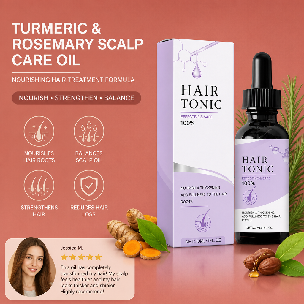 Turmeric & Rosemary Scalp Care Oil – Nourishing Hair Treatment Formula