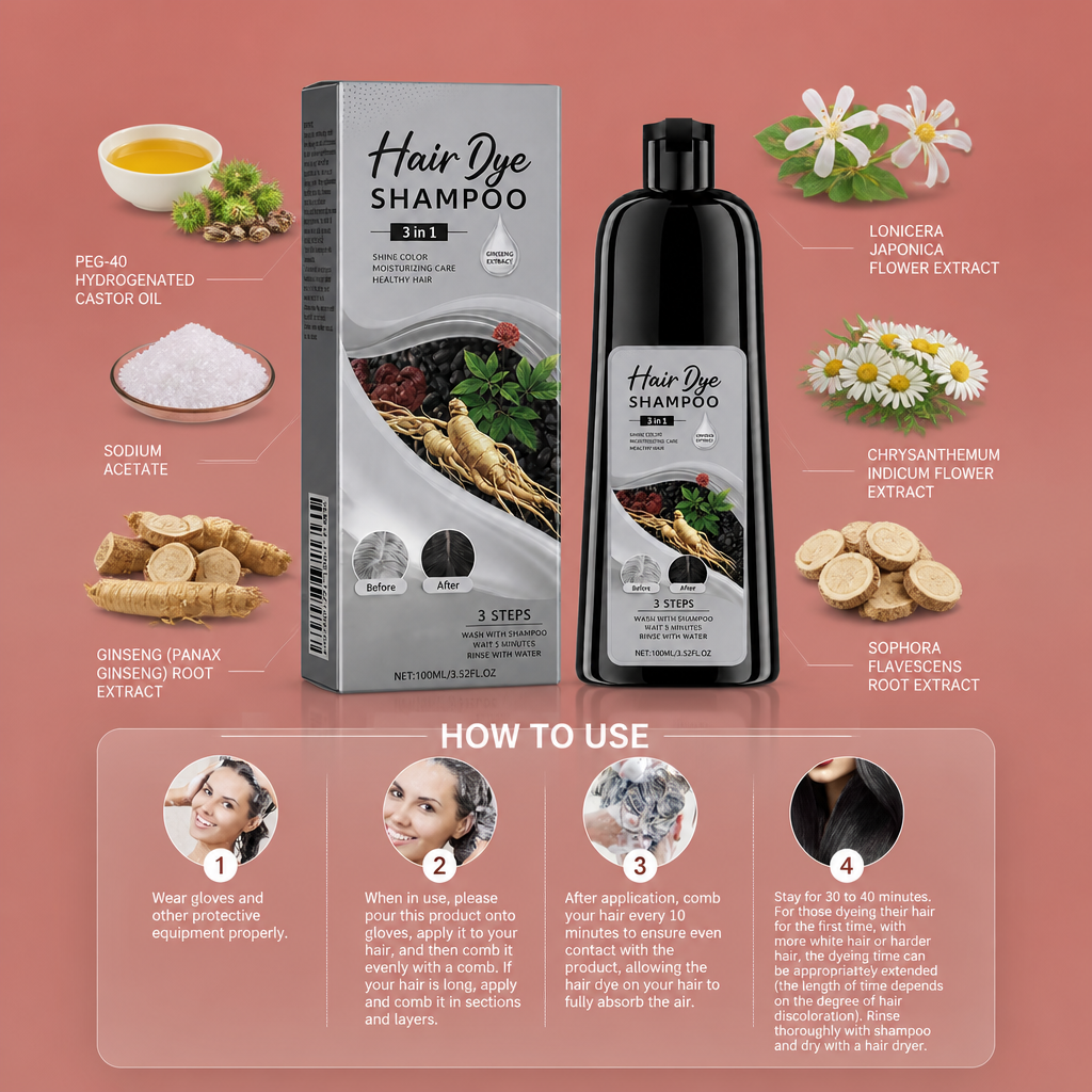 Black Hair Dye Shampoo – Easy Color Refresh For Natural-Looking Dark Hair