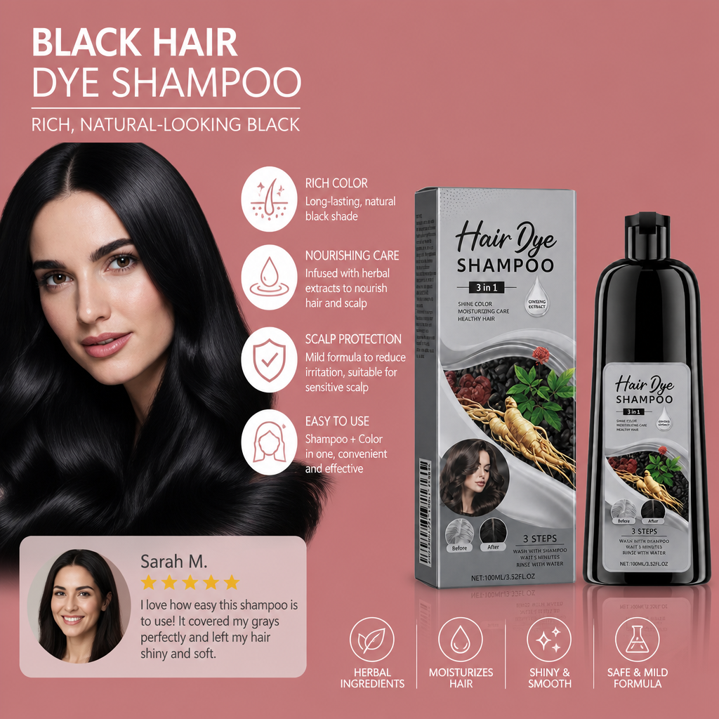 Black Hair Dye Shampoo – Easy Color Refresh For Natural-Looking Dark Hair