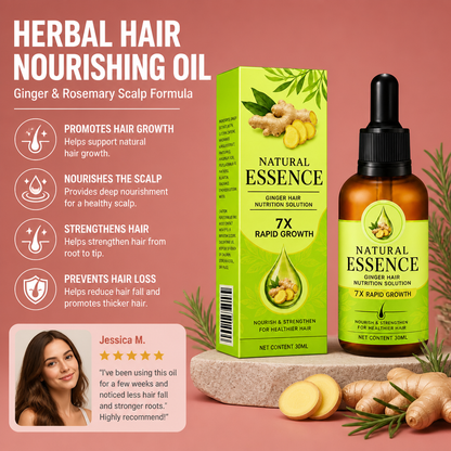 Herbal Hair Nourishing Oil – Ginger & Rosemary Scalp Formula
