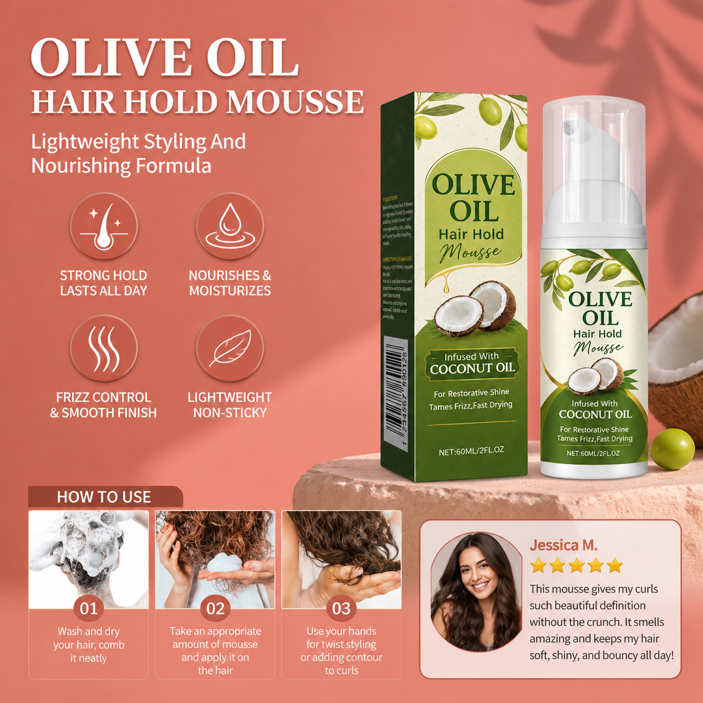 Olive Oil Hair Hold Mousse – Lightweight Styling And Nourishing Formula
