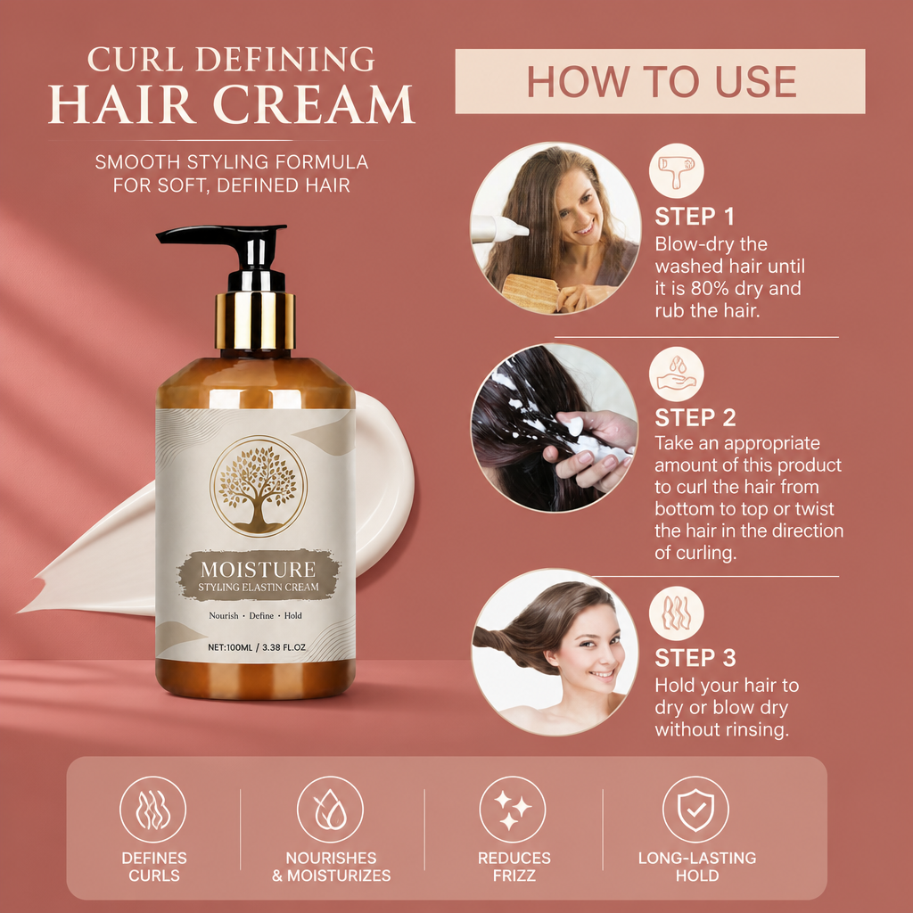 Curl Defining Hair Cream – Smooth Styling Formula For Soft Defined Hair