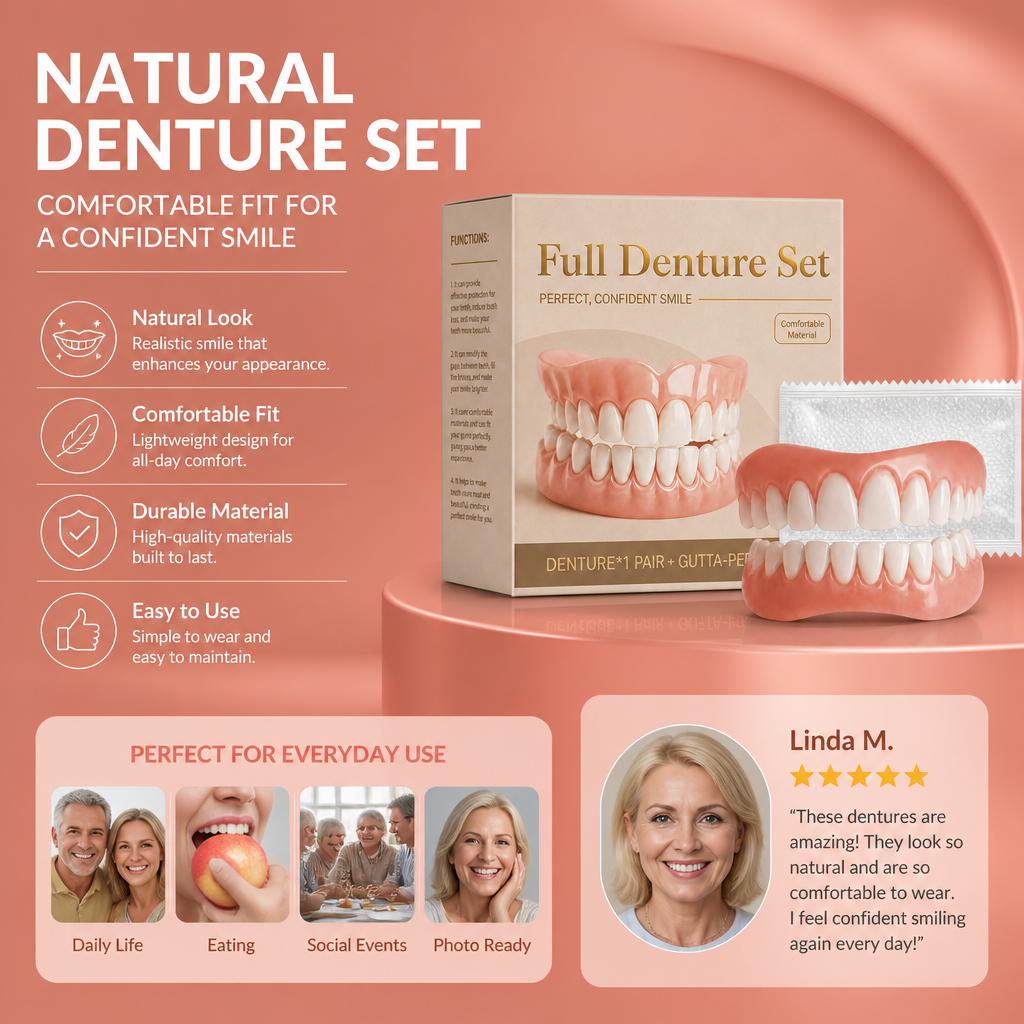 Natural Denture Set – Comfortable Fit For A Confident Smile