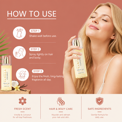 Vanilla Coconut Hair & Body Perfume Mist – Soft Scent For Daily Elegance