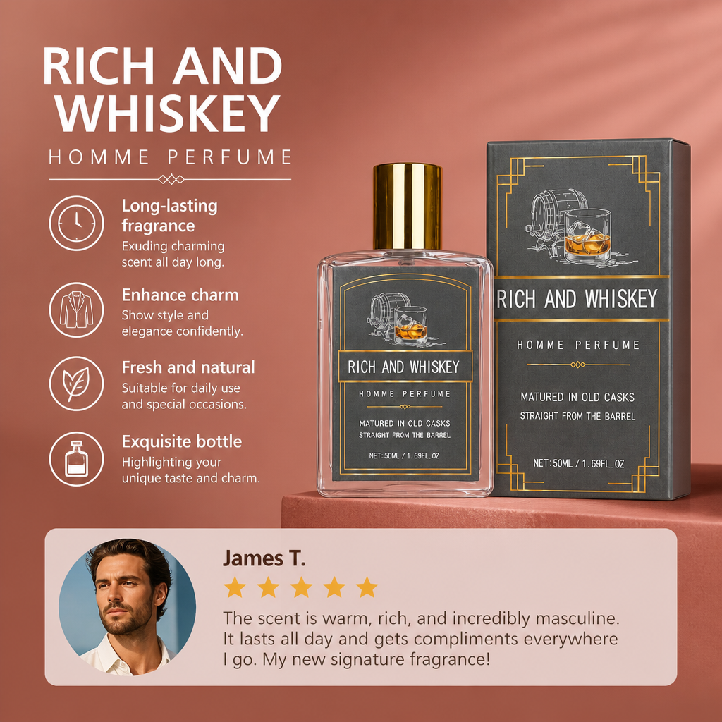 Rich Whiskey Homme Perfume – Warm Woody Fragrance With Lasting Elegance