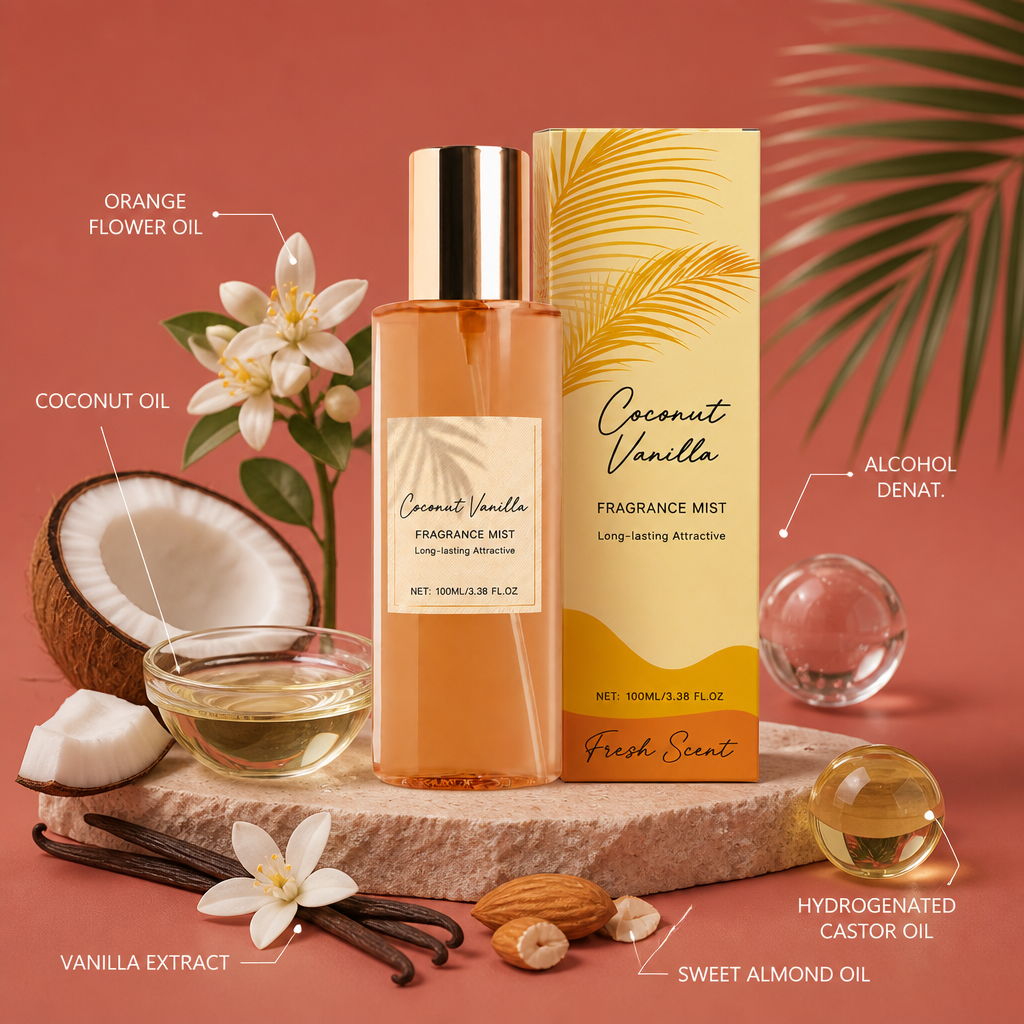 Coconut Vanilla Fragrance Mist – Fresh Floral Scent With Lasting Aroma