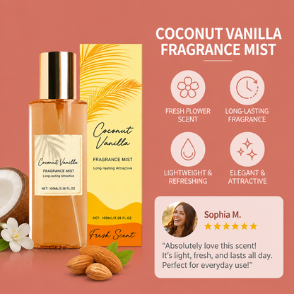 Coconut Vanilla Fragrance Mist – Fresh Floral Scent With Lasting Aroma