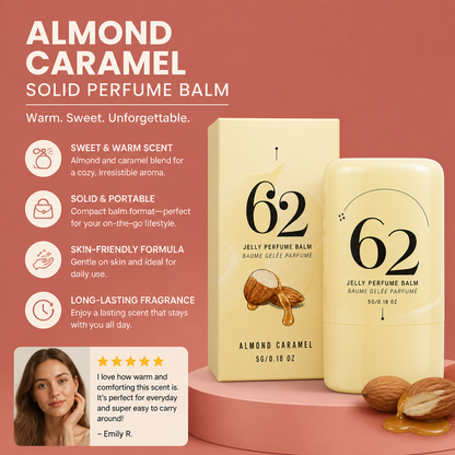 Almond Caramel Solid Perfume Balm – Warm Scent for Easy Touch-Ups