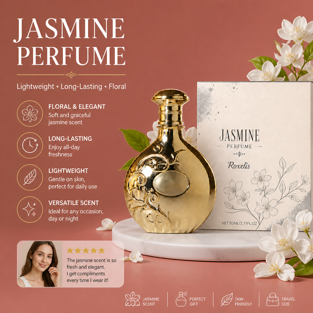 Jasmine Flower Perfume Oil – Lightweight Long-Lasting Floral Fragrance