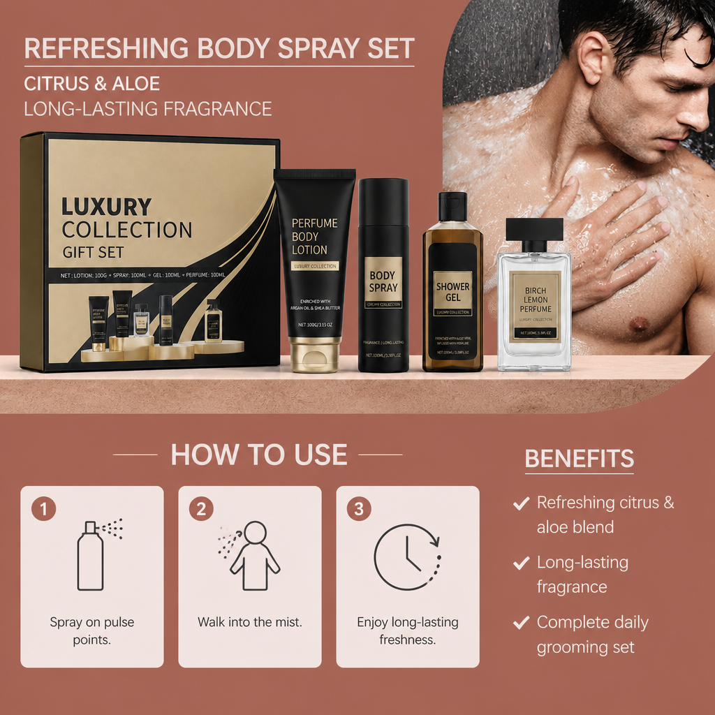 Refreshing Body Spray Set – Citrus & Aloe, Long-Lasting Fragrance