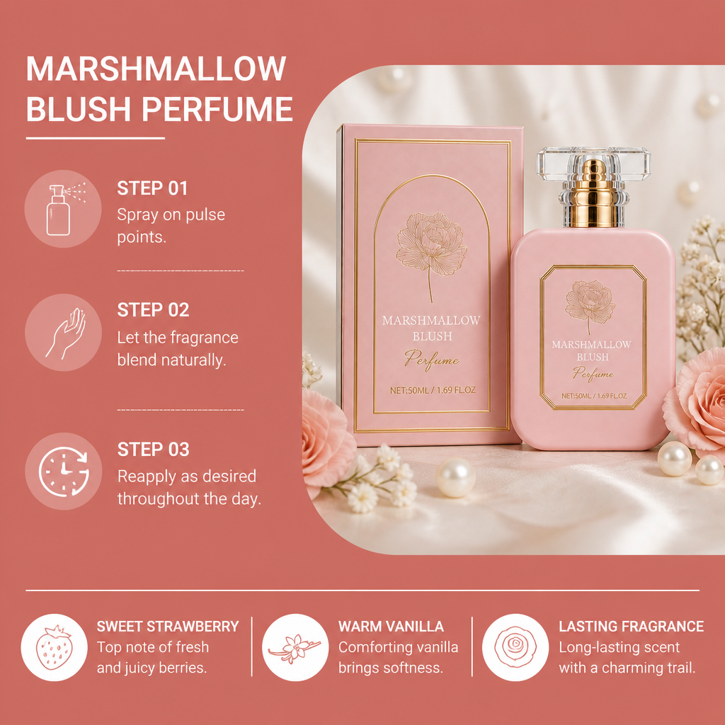 Marshmallow Blush Perfume – Sweet Strawberry & Vanilla Fragrance