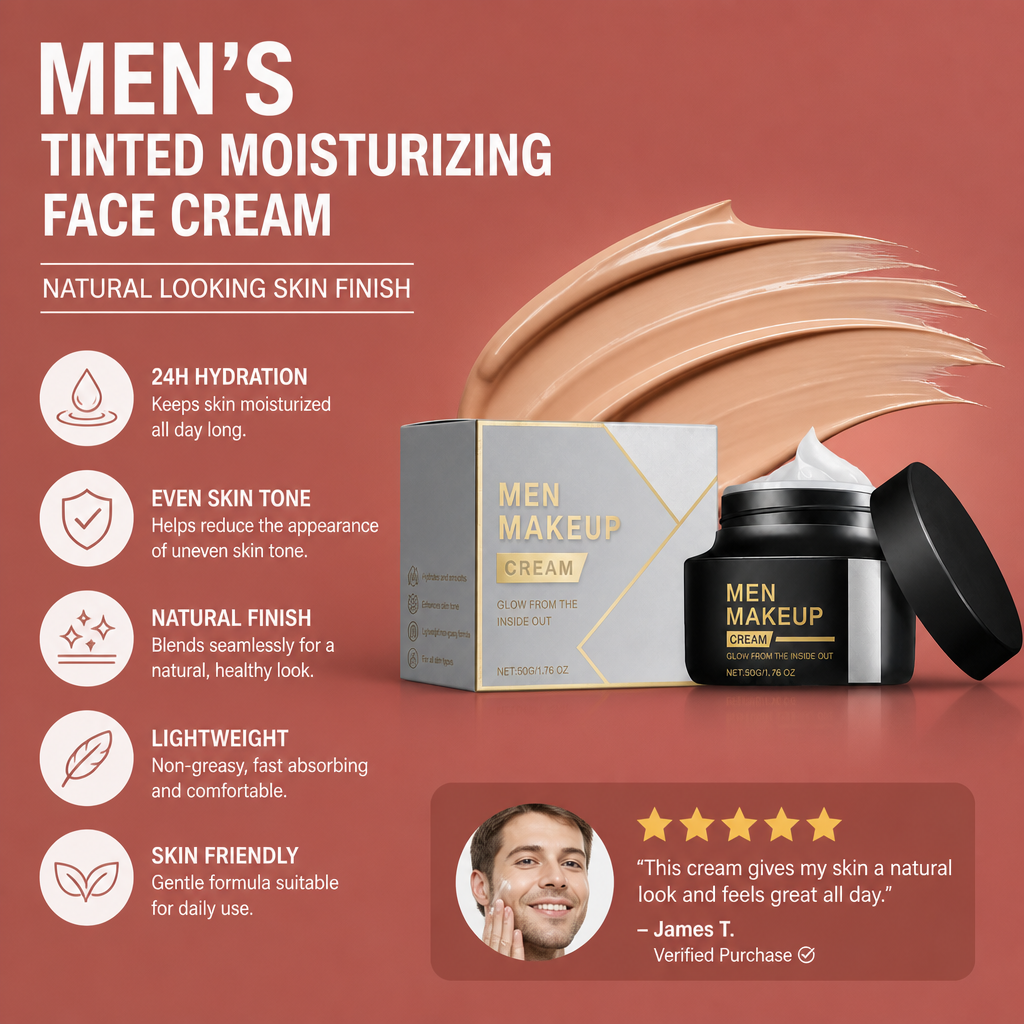 Men's Tinted Moisturizing Face Cream – Natural Looking Skin Finish