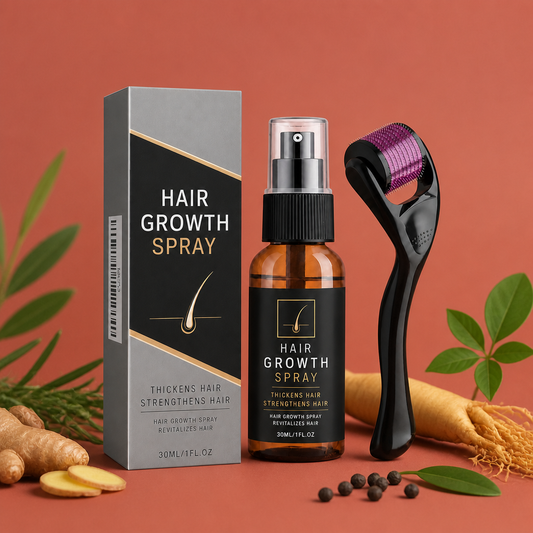 Beard Growth Spray & Roller Set – Strengthens, Thickens, Revitalizes Hair