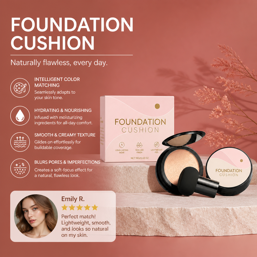 Color-Adapting Cushion Foundation – Smooth Natural Coverage Finish