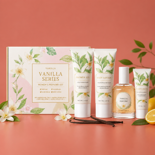 Vanilla Perfume Body Care Set – Hydrating Shower Gel, Cream & Fragrance