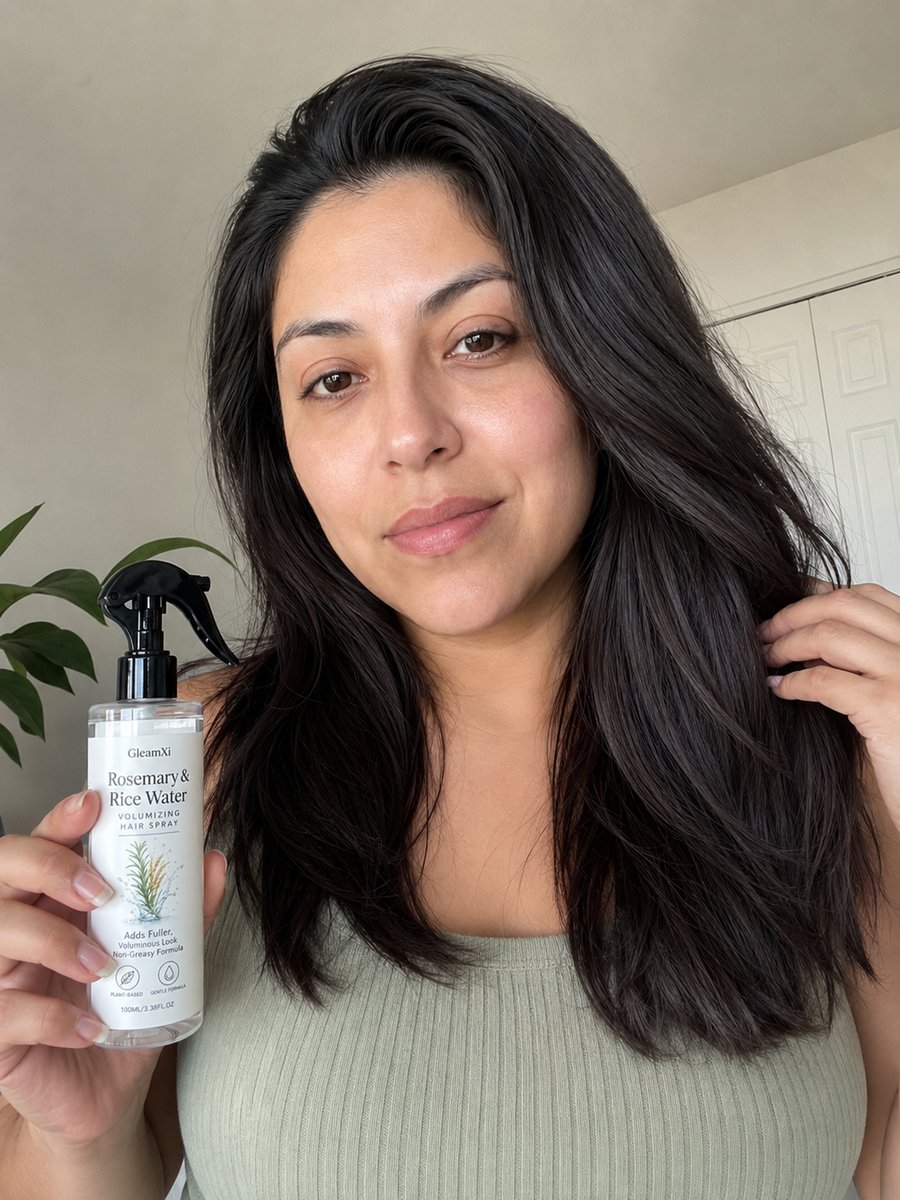 After using the GleamXi Rosemary & Rice Water Hair Spray
