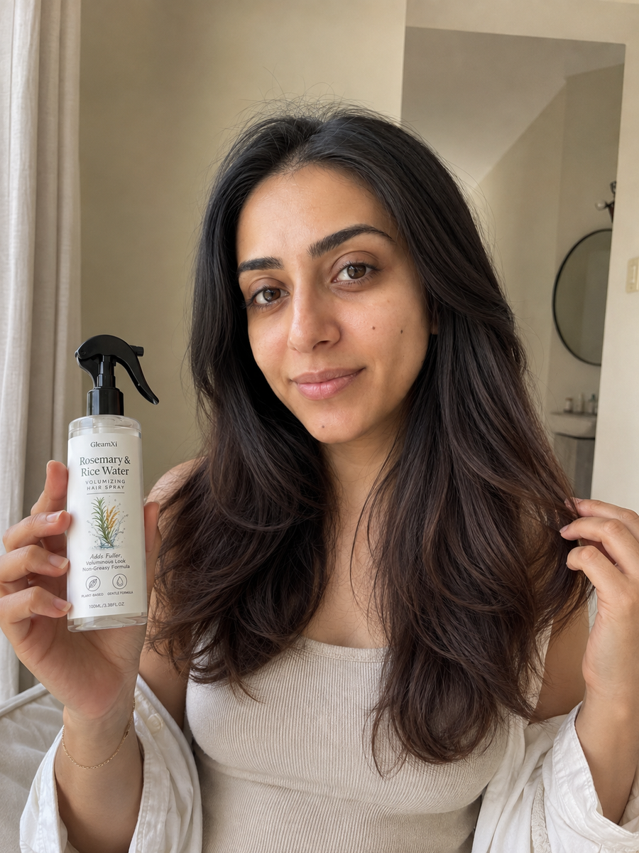 After using the GleamXi Rosemary & Rice Water Hair Spray