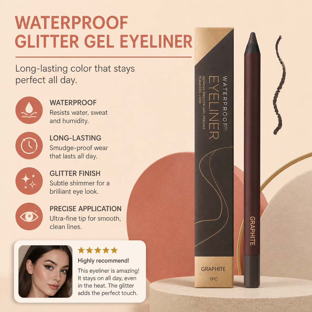 Waterproof Glitter Gel Eyeliner – Long-Lasting Smudge-Proof Color
