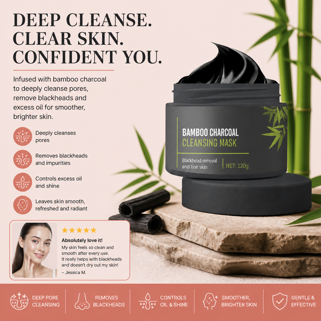 Bamboo Charcoal Peel-Off Mask – Deep Cleansing for Clear, Smooth Skin