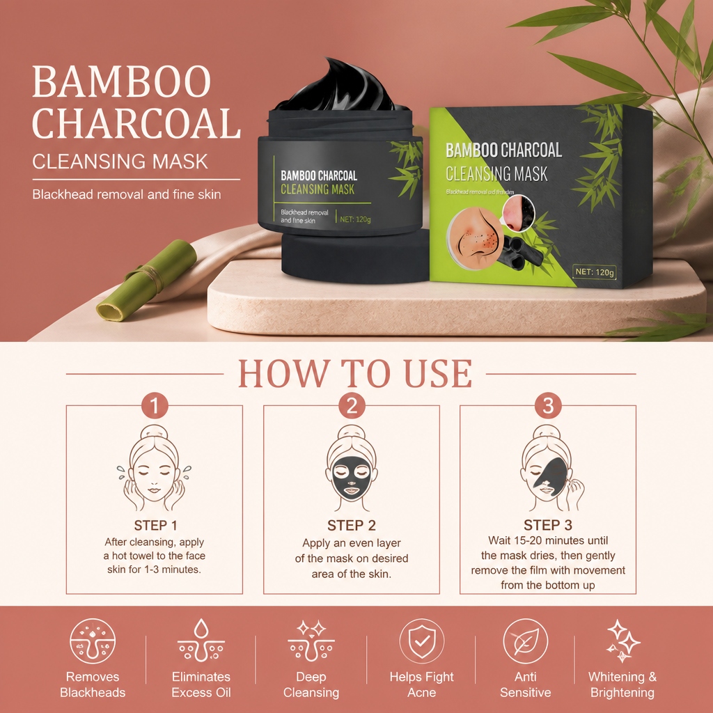 Bamboo Charcoal Peel-Off Mask – Deep Cleansing for Clear, Smooth Skin