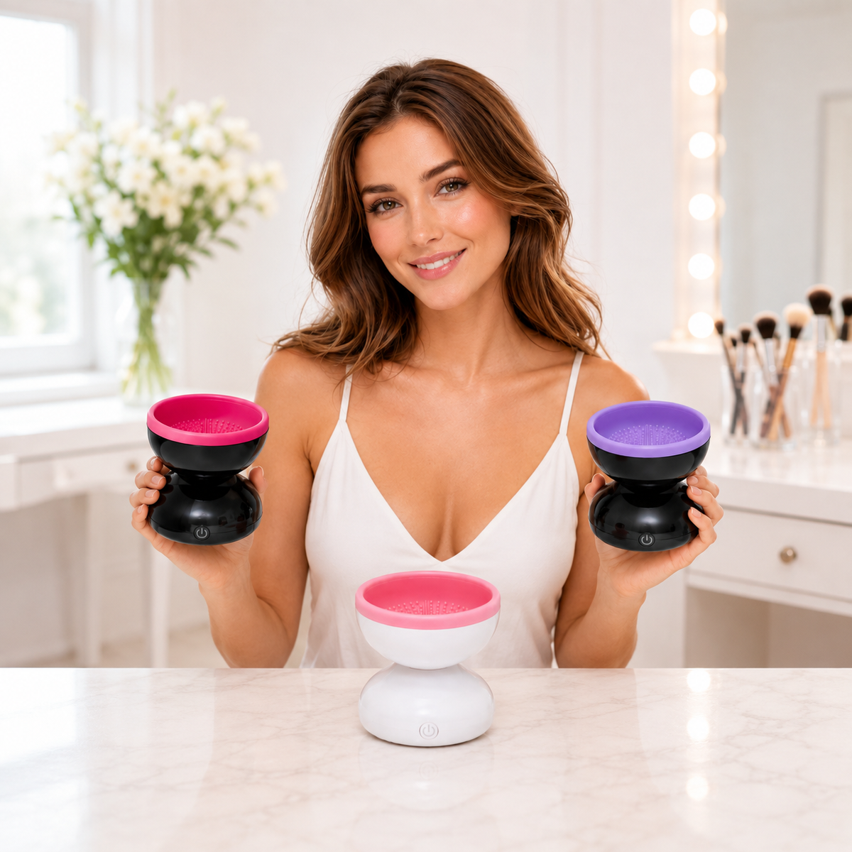Three colour options for the Electric Makeup Brush Cleaner