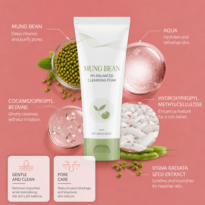 Mung Bean Foaming Cleanser – Gentle Daily Face Wash for Fresh, Clear Skin