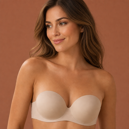Strapless Bandeau Push-Up Bra – Non-Slip, Supportive & Seamless for Maximum Hold