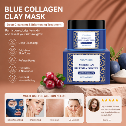 Blue Collagen Clay Mask – Deep Cleansing & Brightening Skincare Treatment