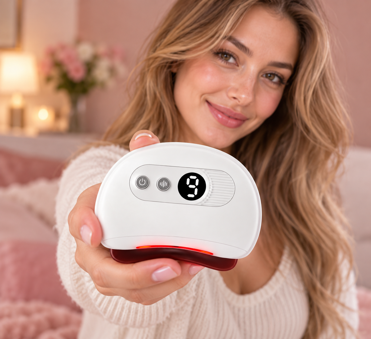 Portable electric gua sha face massager for heated vibration massage