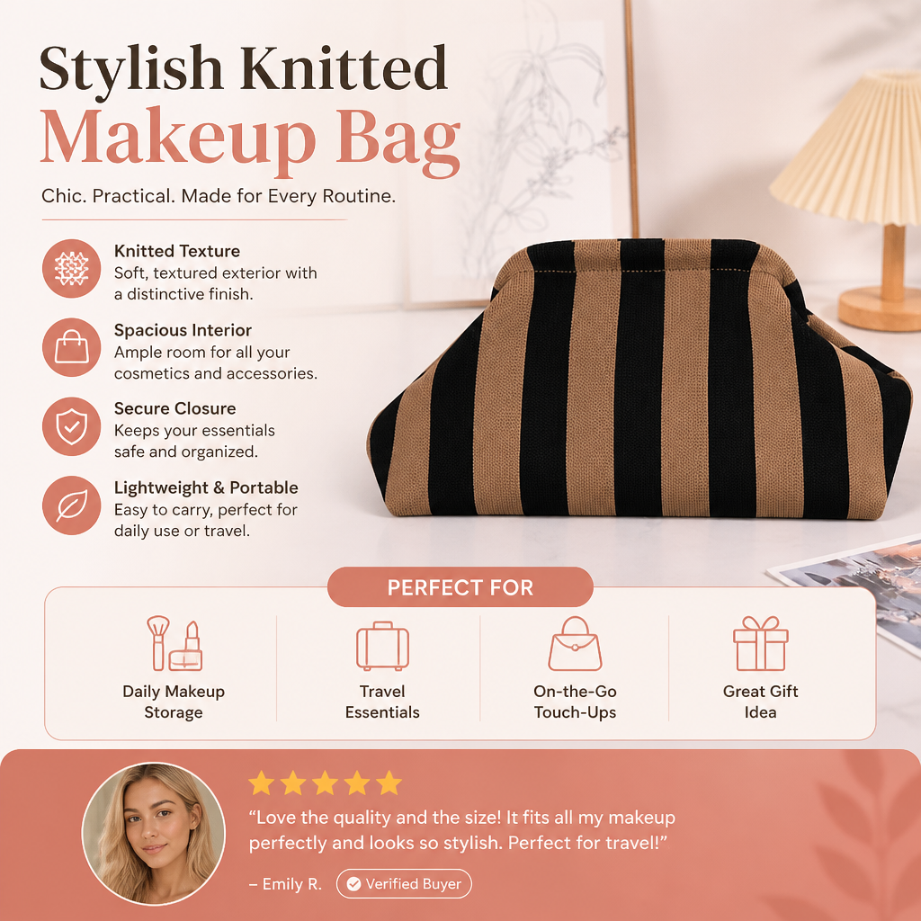 Stylish Knitted Makeup Bag