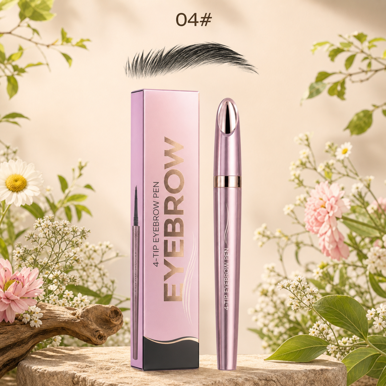 3D Natural-Looking Brow Pen – Waterproof 4-Tip Eyebrow Pencil
