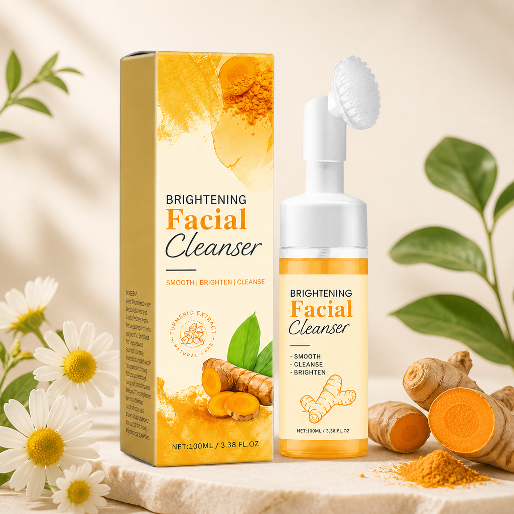 Turmeric Brightening Foaming Facial Cleanser with Soft Silicone Brush