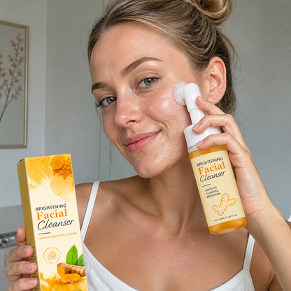 Turmeric Brightening Foaming Facial Cleanser with Soft Silicone Brush