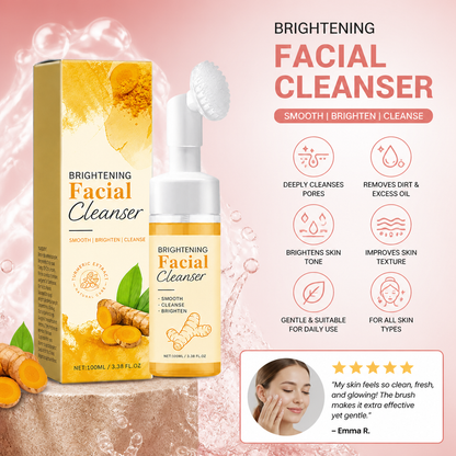 Turmeric Brightening Foaming Facial Cleanser with Soft Silicone Brush