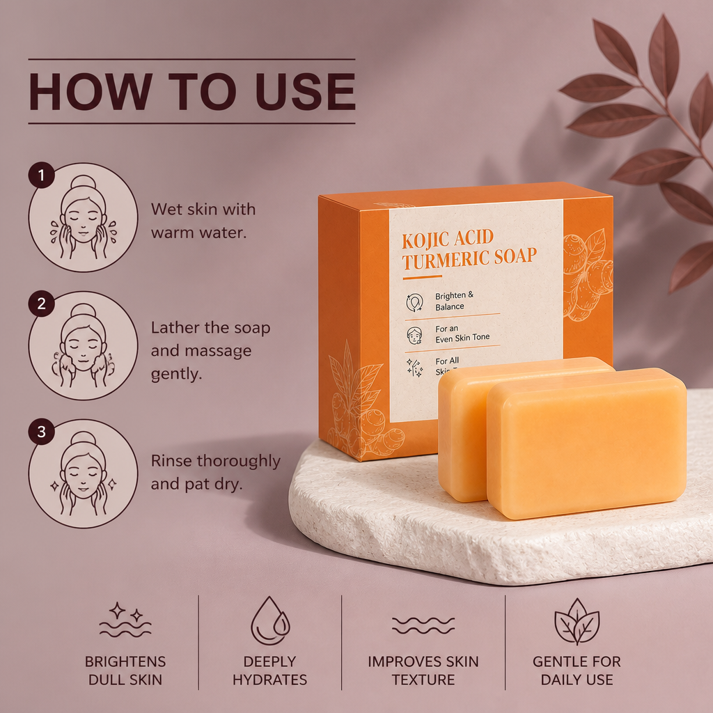 Kojic Acid & Turmeric Cleansing Bar – Brightening Hydration for Soft Skin