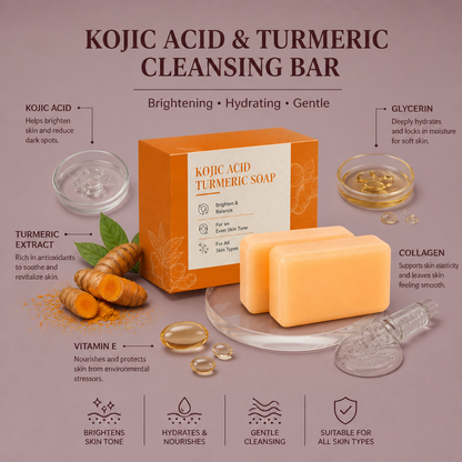 Kojic Acid & Turmeric Cleansing Bar – Brightening Hydration for Soft Skin