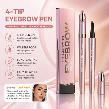 3D Natural-Looking Brow Pen – Waterproof 4-Tip Eyebrow Pencil