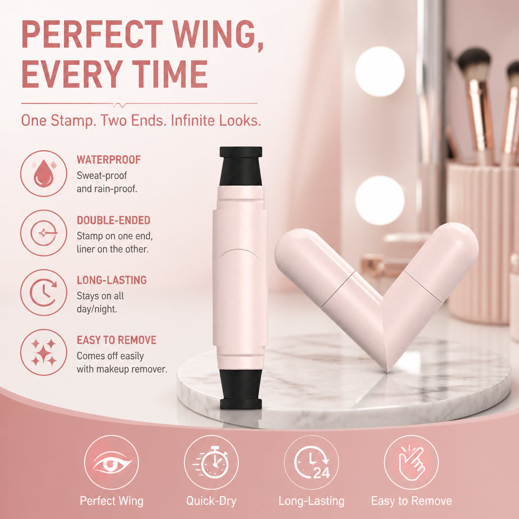 Waterproof Double-Ended Winged Eyeliner Stamp for Perfect Symmetry