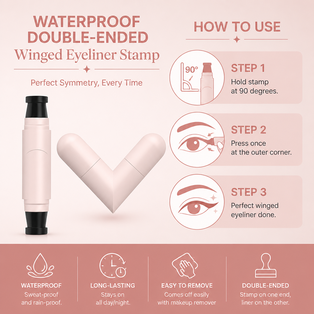 Waterproof Double-Ended Winged Eyeliner Stamp for Perfect Symmetry