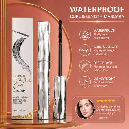 Waterproof Curl & Length Mascara – Long-Lasting Smudge-Proof Formula