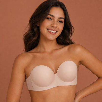 Strapless Bandeau Push-Up Bra – Non-Slip, Supportive & Seamless for Maximum Hold