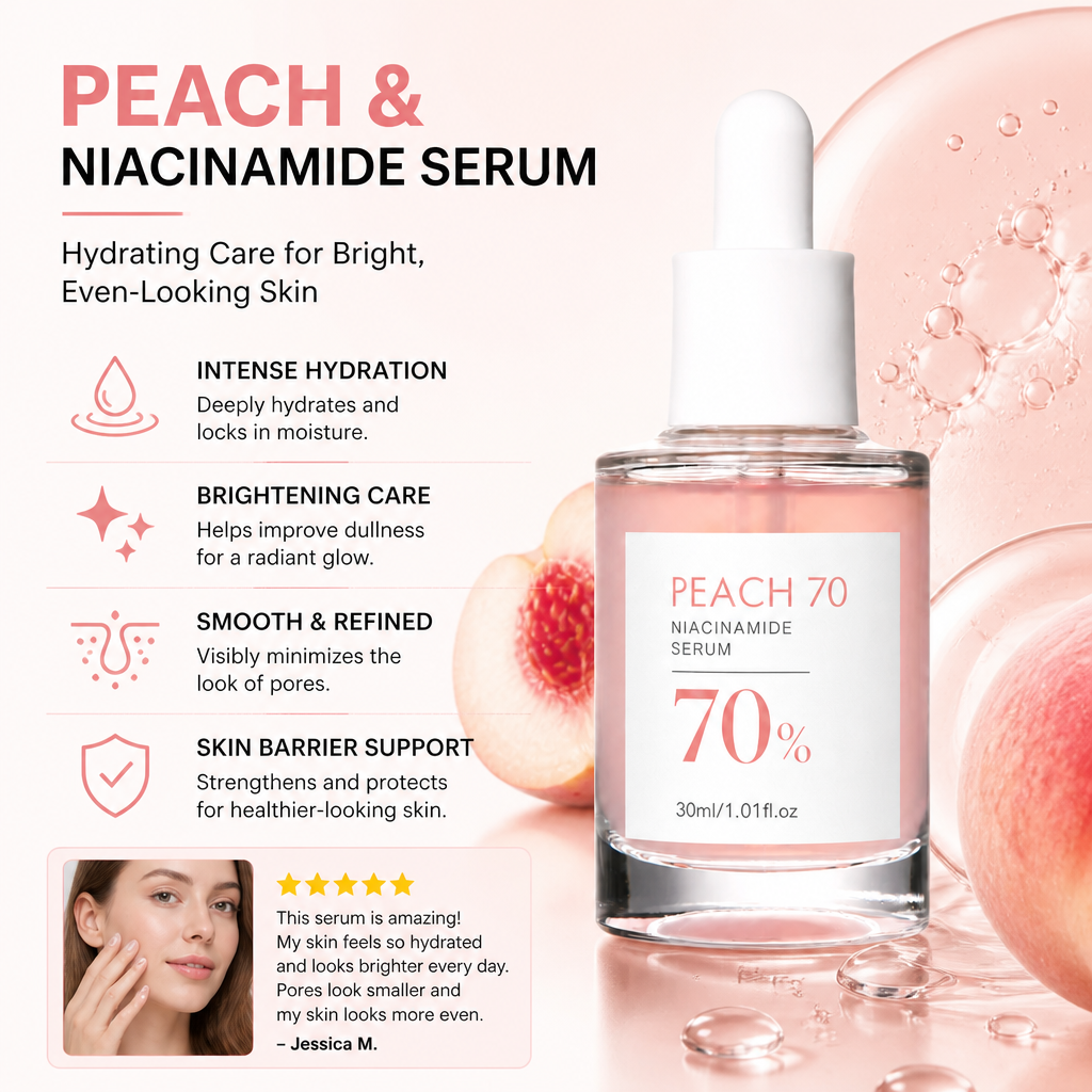Peach & Niacinamide Serum – Hydrating Care for Bright, Even-Looking Skin