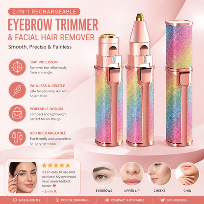 2-in-1 Rechargeable Eyebrow Trimmer & Facial Hair Remover