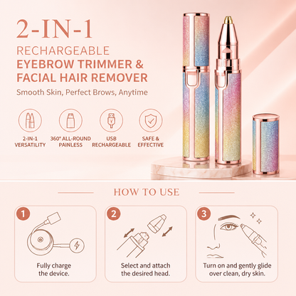 2-in-1 Rechargeable Eyebrow Trimmer & Facial Hair Remover