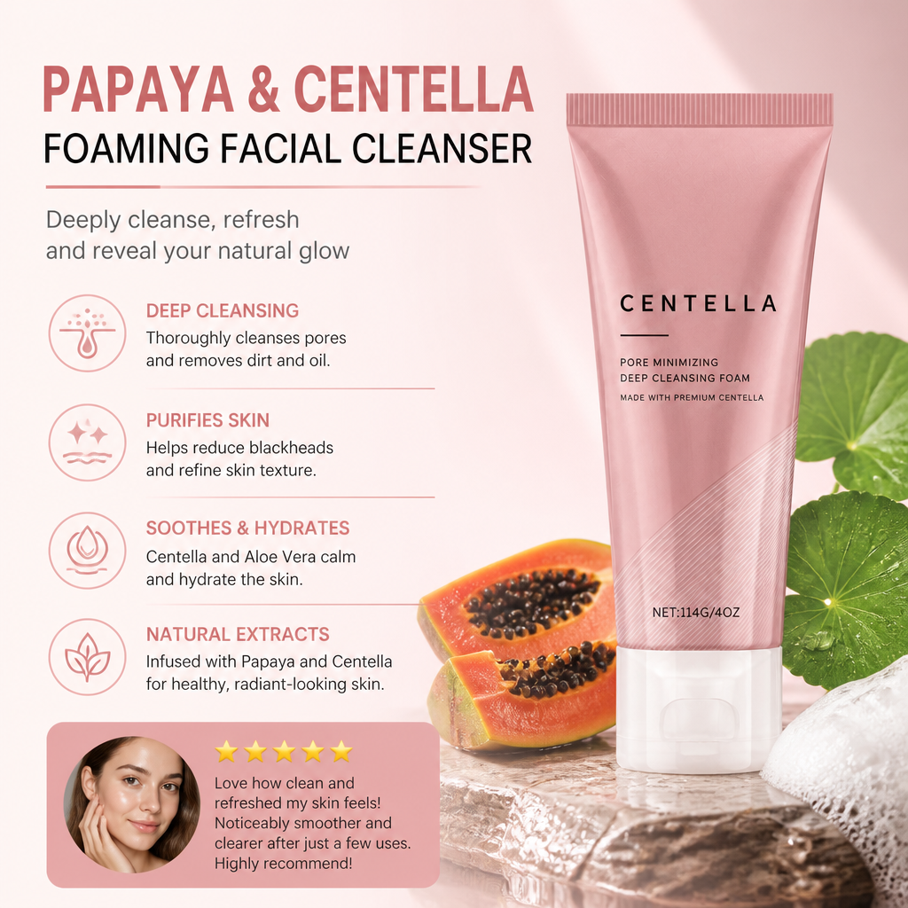 Papaya & Centella Foaming Facial Cleanser for Fresh, Clear-Looking Skin