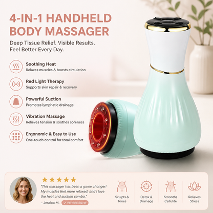 4-in-1 Handheld Deep Tissue Body Massager with Heat, Vibration & Red Light Therapy