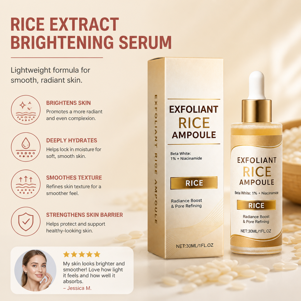 Rice Extract Brightening Serum – Lightweight Formula for Smooth, Radiant Skin