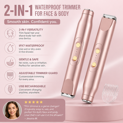 2-in-1 Waterproof Electric Face & Body Trimmer & Shaver for Women